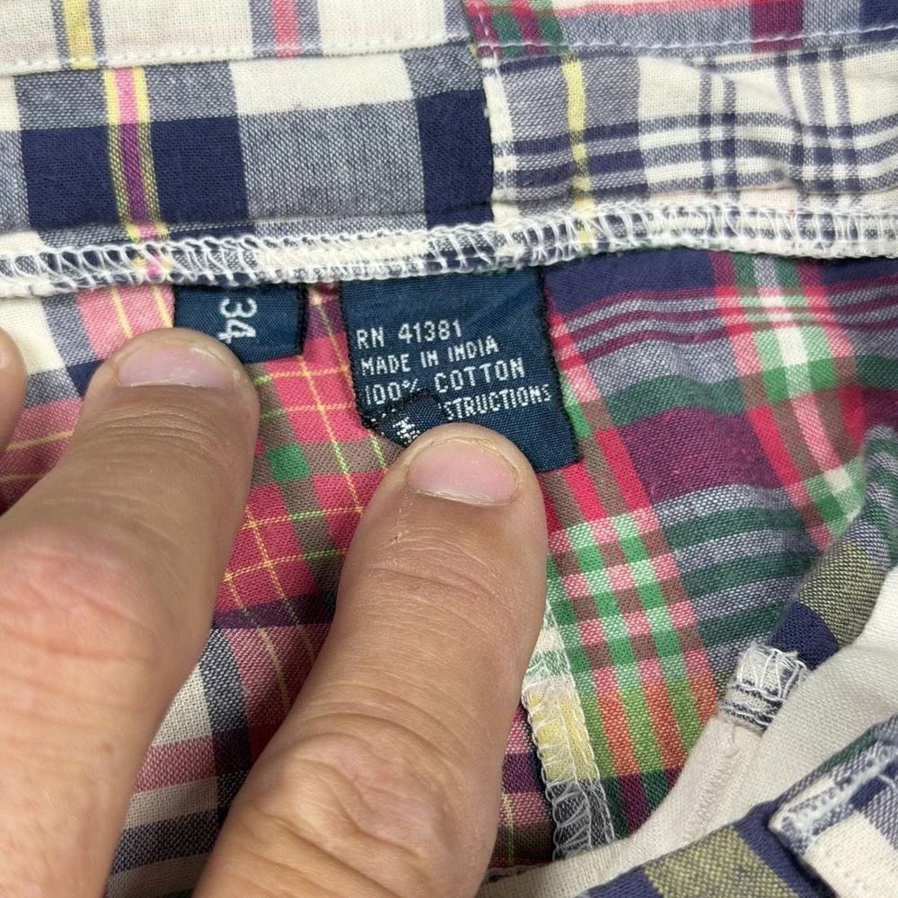 Polo Ralph Lauren 34 Waist Patchwork Plaid Bermuda Shorts Multicolor Cotton Men